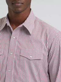 Wrangler Mens Wrinkle Resist Long Sleeve Western Snap Stripe Shirt