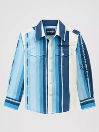 Wrangler Boys Logo Stripes Western Snap Shirt