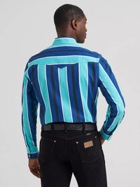 Wrangler Mens Vintage-Inspired Brushpopper Western Snap Workshirt - Colbalt Storm