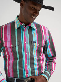 Wrangler Mens Vintage-Inspired Brushpopper Western Snap Workshirt -Desert Dusk