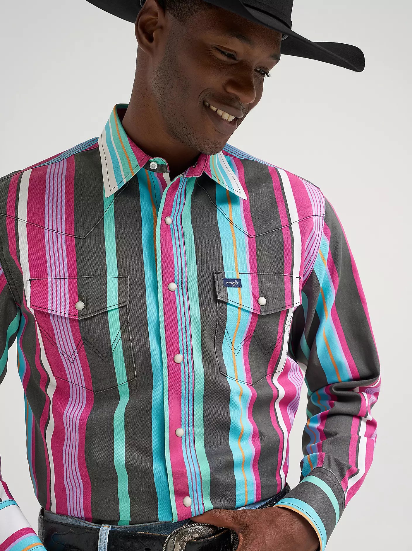 Wrangler Mens Vintage-Inspired Brushpopper Western Snap Workshirt -Desert Dusk