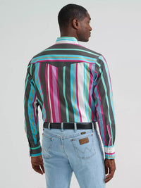 Wrangler Mens Vintage-Inspired Brushpopper Western Snap Workshirt -Desert Dusk