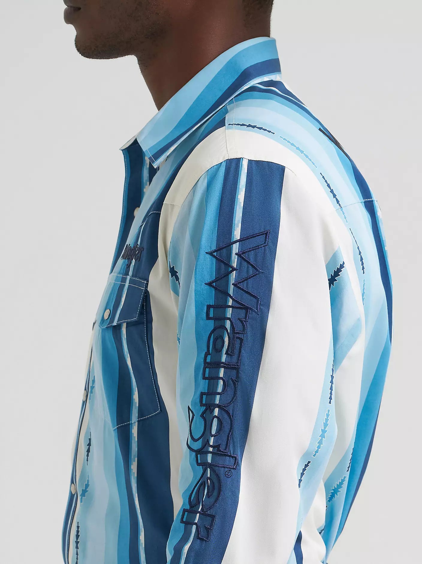 Wrangler Mens Logo Long Sleeve Striped Shirt