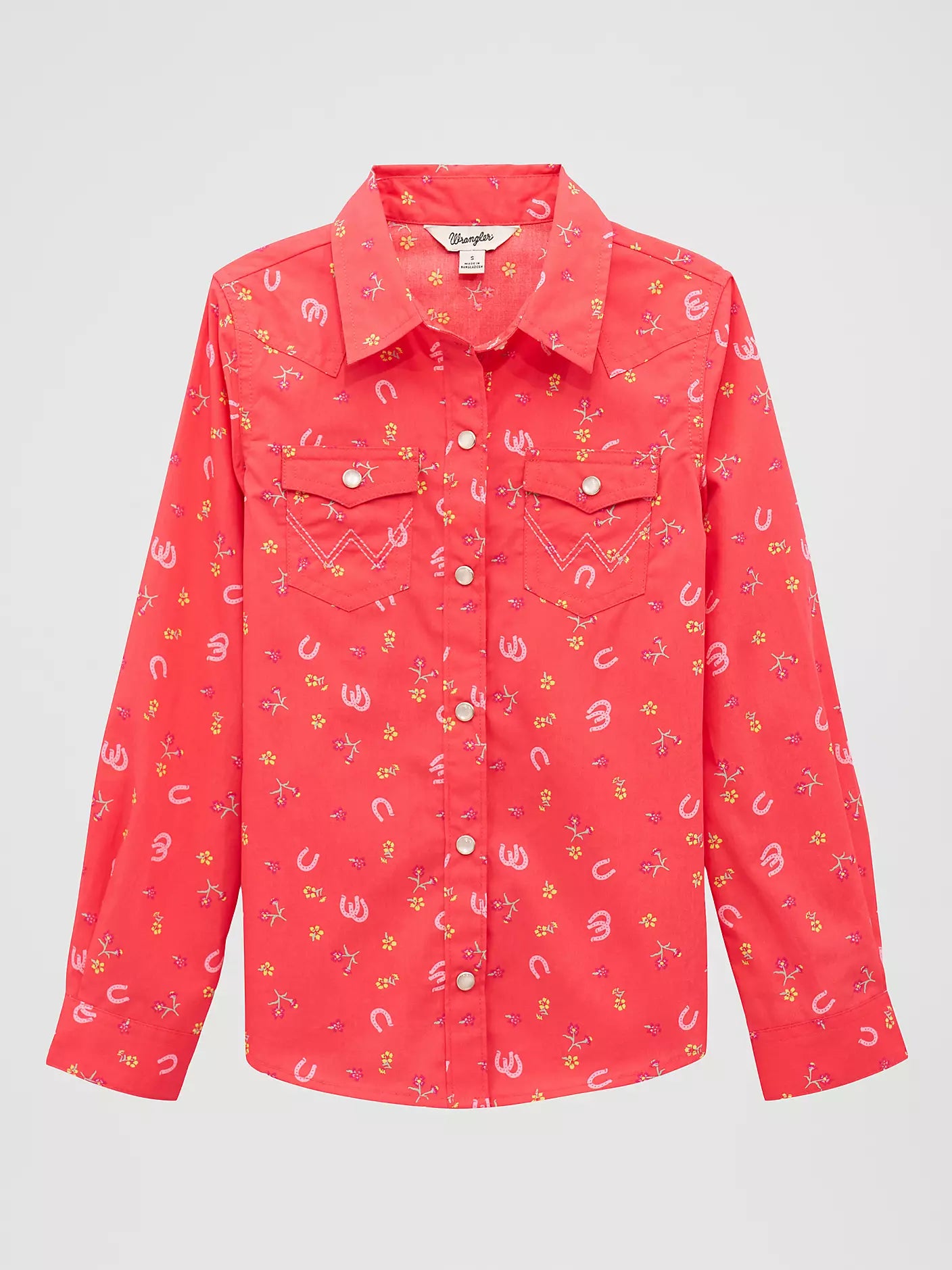 Wrangler Girls Floral Western Snap Shirt
