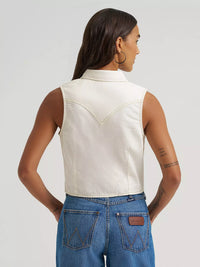 Wrangler Womens Sleeveless Denim Snap Shirt