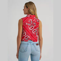 Wrangler Womensd Bandana Print Shirt Vest - Red