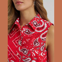 Wrangler Womensd Bandana Print Shirt Vest - Red