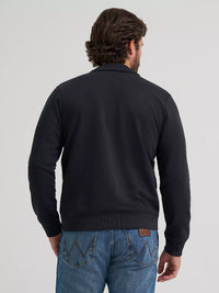 Wrangler Mens Longhorn Wrangler Quarter-Zip Fleece Pullover - Jet Black
