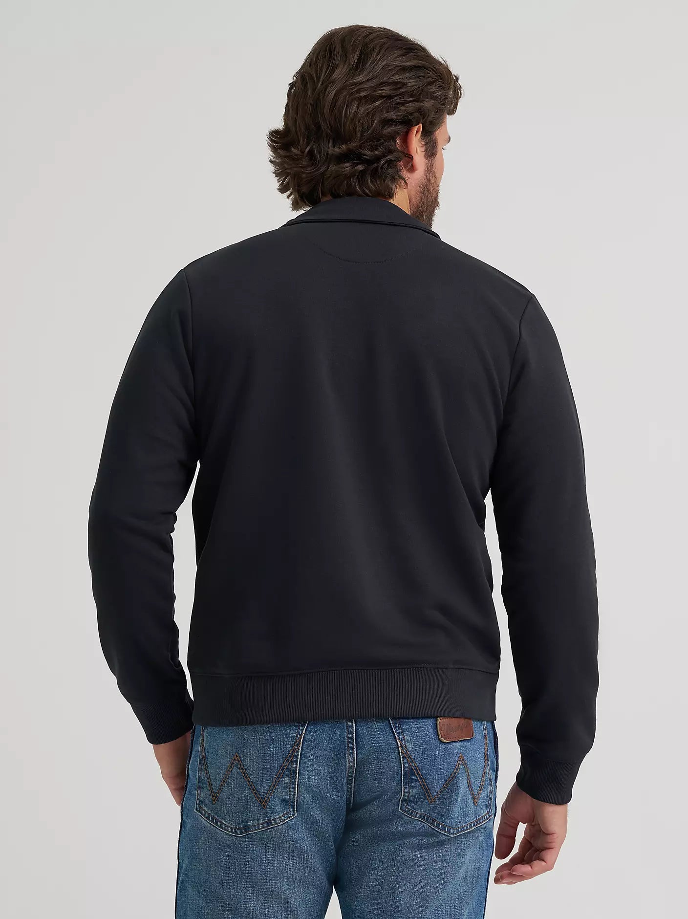 Wrangler Mens Longhorn Wrangler Quarter-Zip Fleece Pullover - Jet Black