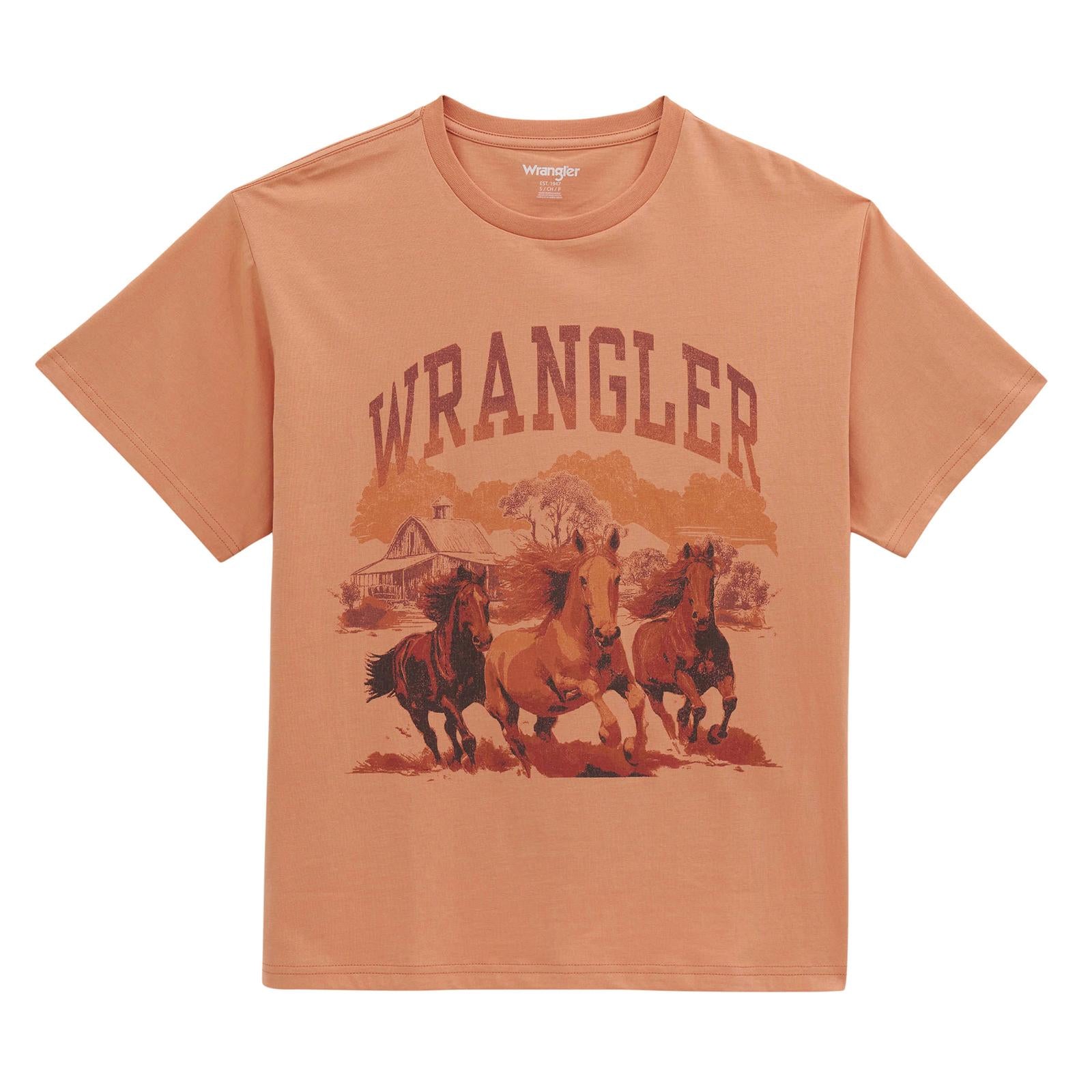 Wrangler Retro Graphic Short Sleeve T-Shirt - Girlfriend Fit - Muted Clay