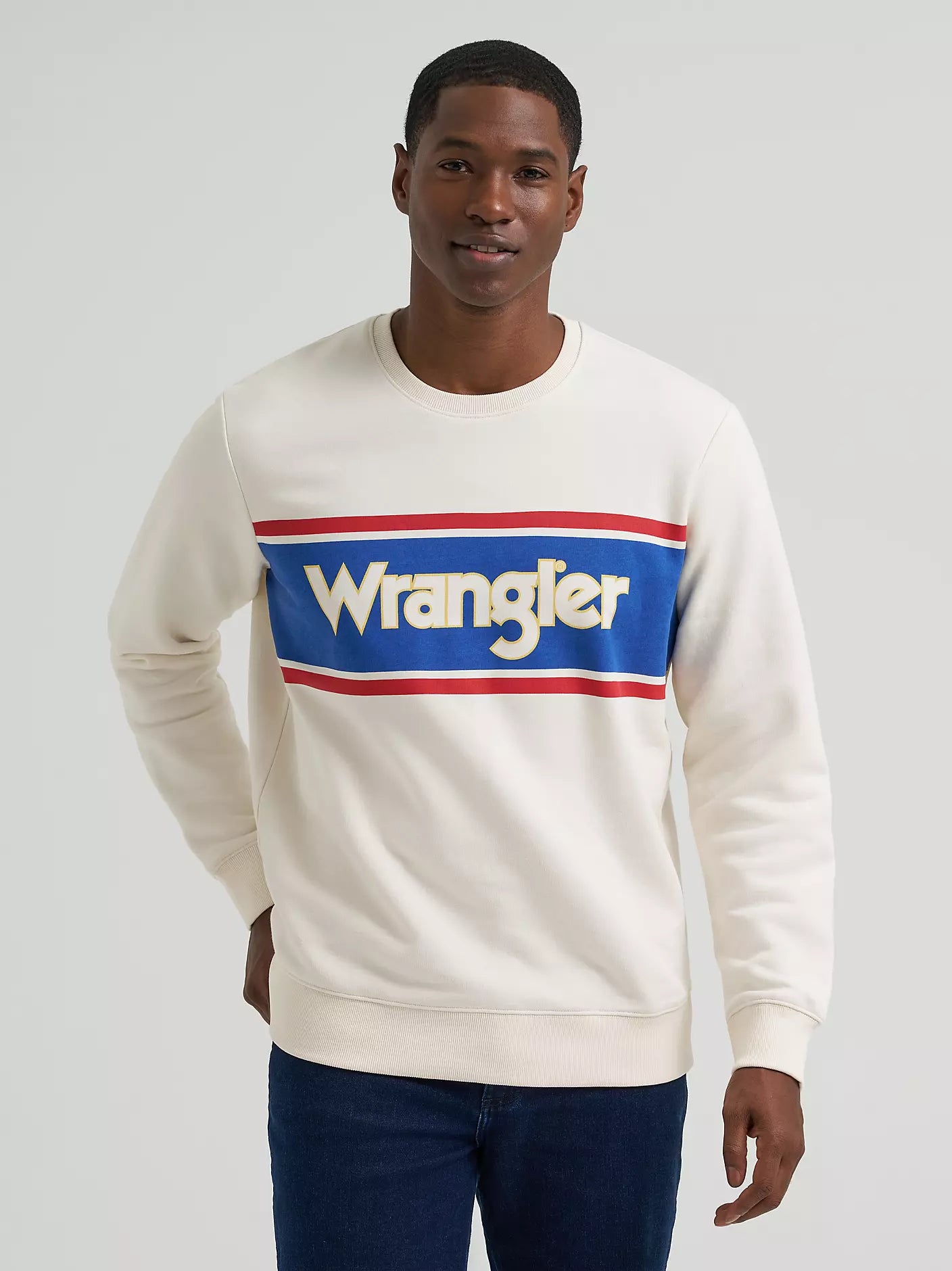 Wrangler Mens Legacy Logo Graphic Fleece Sweatshirt - Antique White