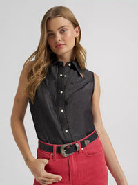 Wrangler Lainey Wilson x Wrangler Black Denim Sleeveless Shirt