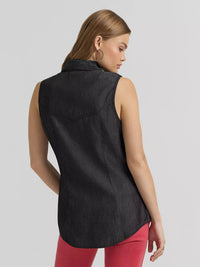 Wrangler Lainey Wilson x Wrangler Black Denim Sleeveless Shirt