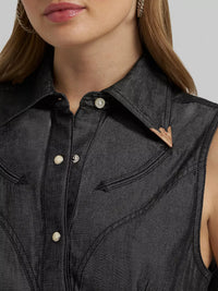 Wrangler Lainey Wilson x Wrangler Black Denim Sleeveless Shirt