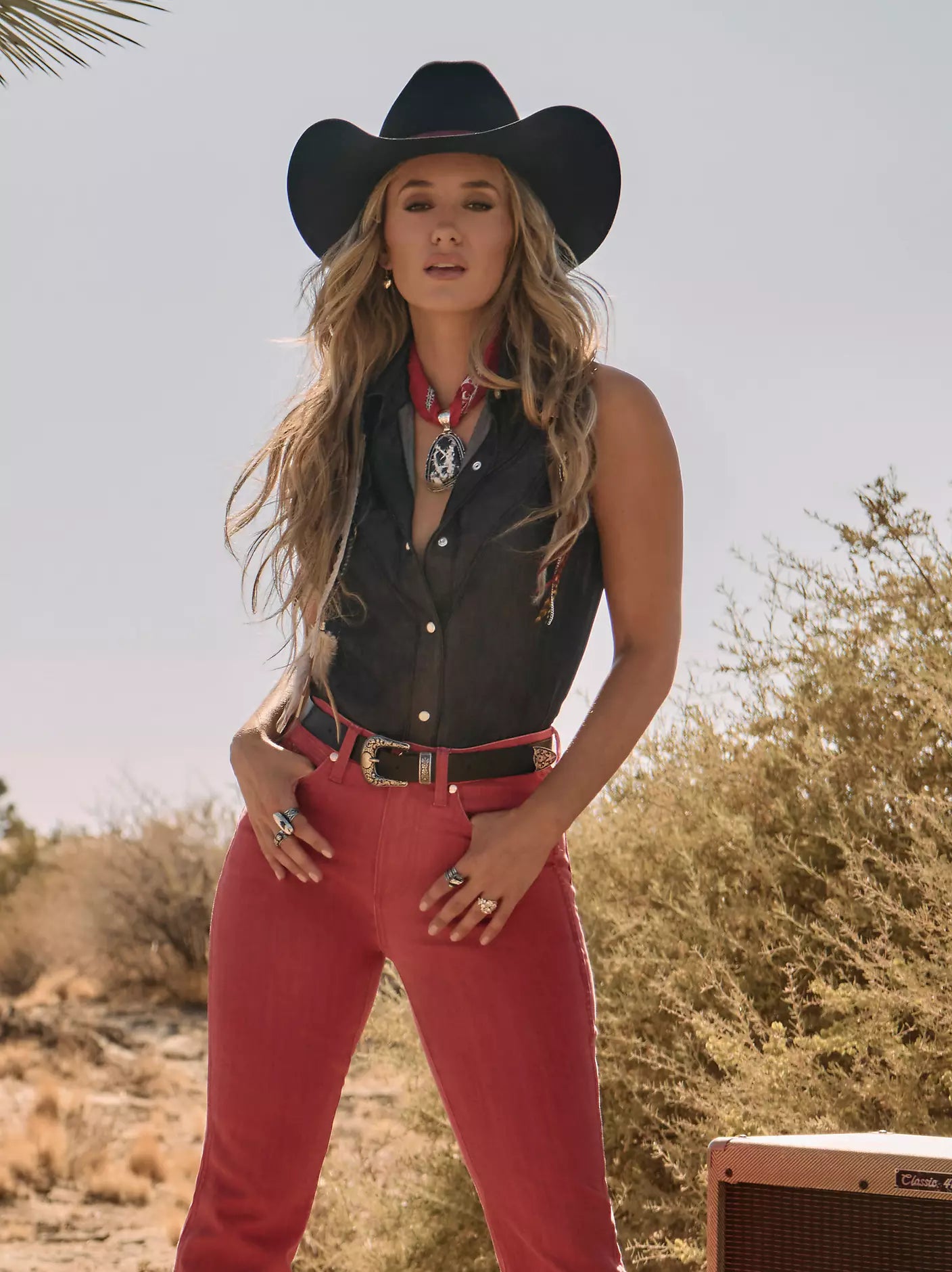 Wrangler Lainey Wilson x Wrangler Black Denim Sleeveless Shirt