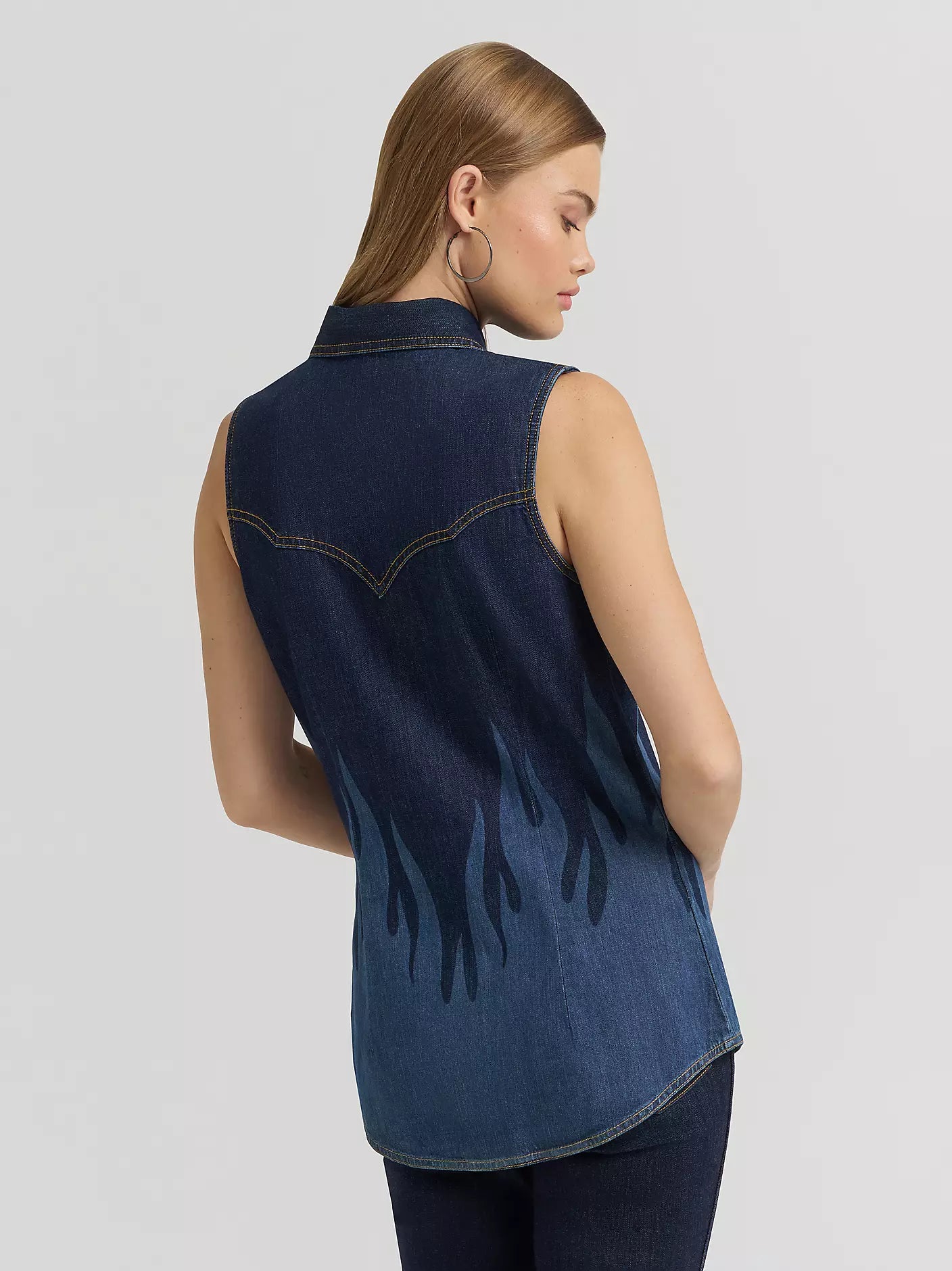Wrangler Lainey Wilson x Wrangler Flame Sleeveless Denim Shirt