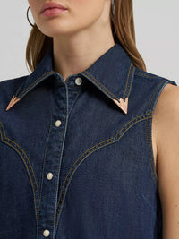Wrangler Lainey Wilson x Wrangler Flame Sleeveless Denim Shirt