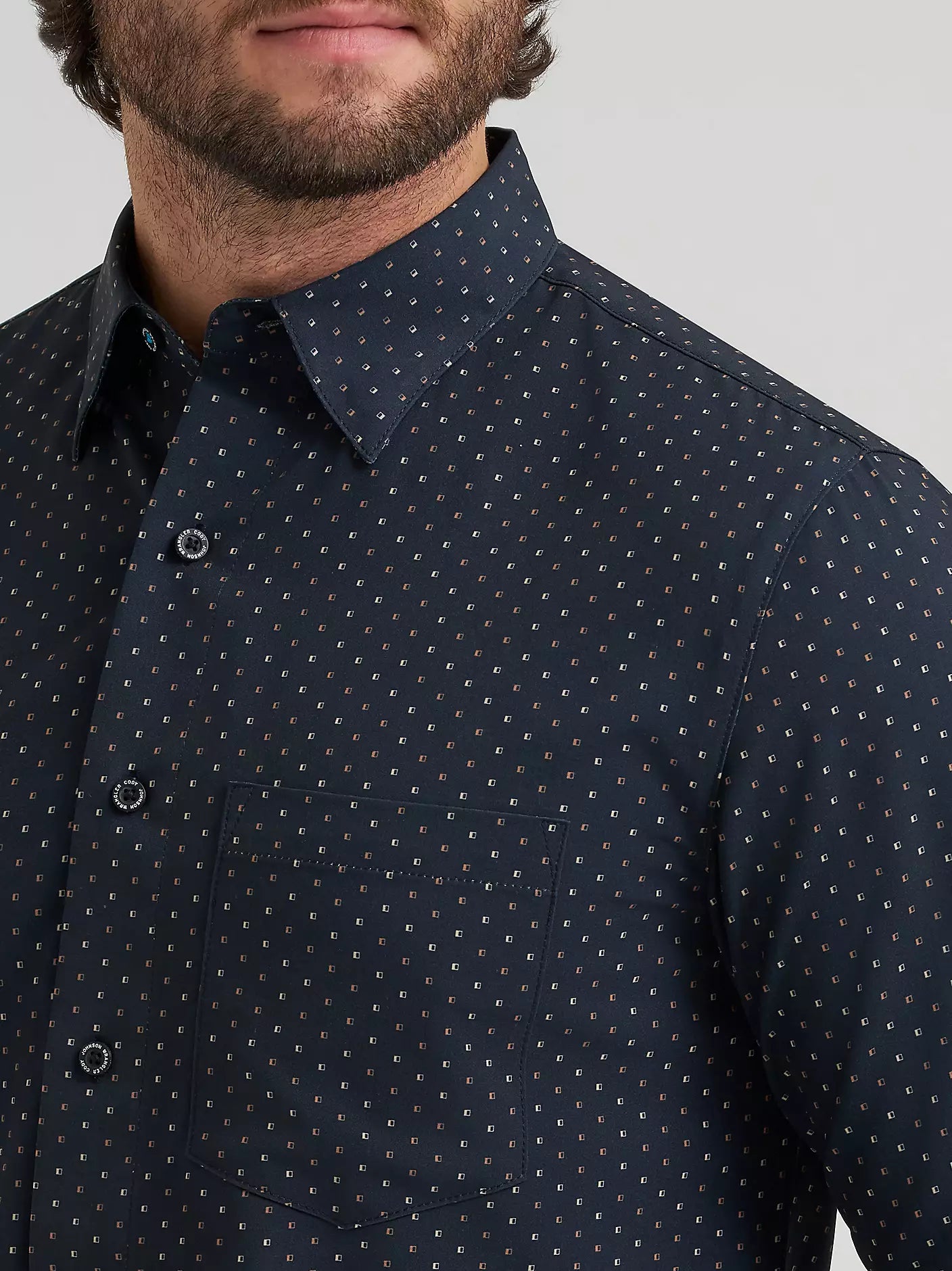 Wrangler Mens Cody Johnson Performance Button Down Shirt - D Spots
