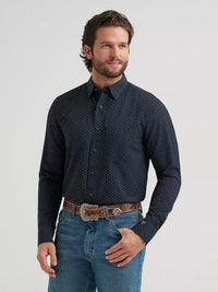 Wrangler Mens Cody Johnson Performance Button Down Shirt - D Spots