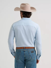 Wrangler Mens Cody Johnson Performance Button Down Shirt - Aqua Hexagon