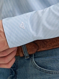 Wrangler Mens Cody Johnson Performance Button Down Shirt - Aqua Hexagon