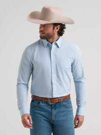 Wrangler Mens Cody Johnson Performance Button Down Shirt - Aqua Hexagon