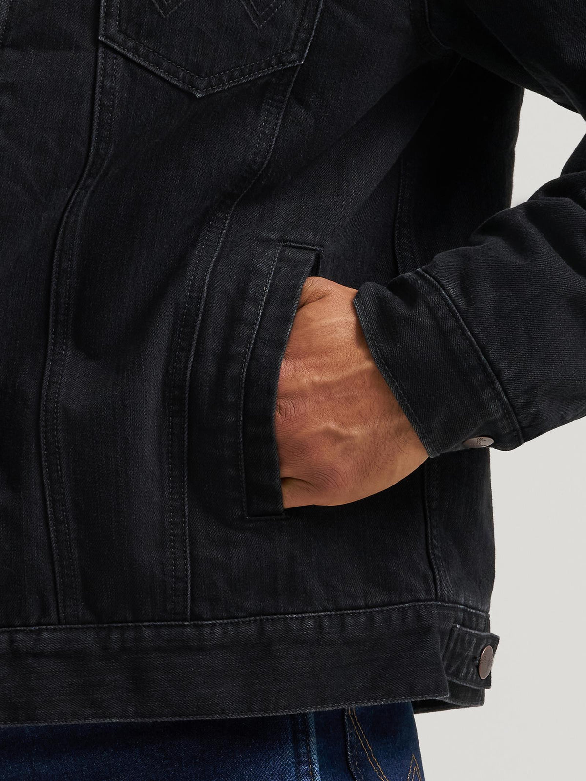 Wrangler Mens Retro Denim Jacket - Sherpa Lined - Caviar