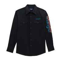 Wrangler Long Sleeve Logo Shirt - Snaps - Black