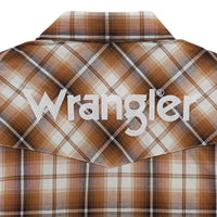 Wrangler Mens Long Sleeve Logo Shirt - Snaps - Brown