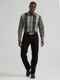 Wrangler Mens Vintage-Inspired Brushpopper Western Snap Workshirt - Smoky Stripe