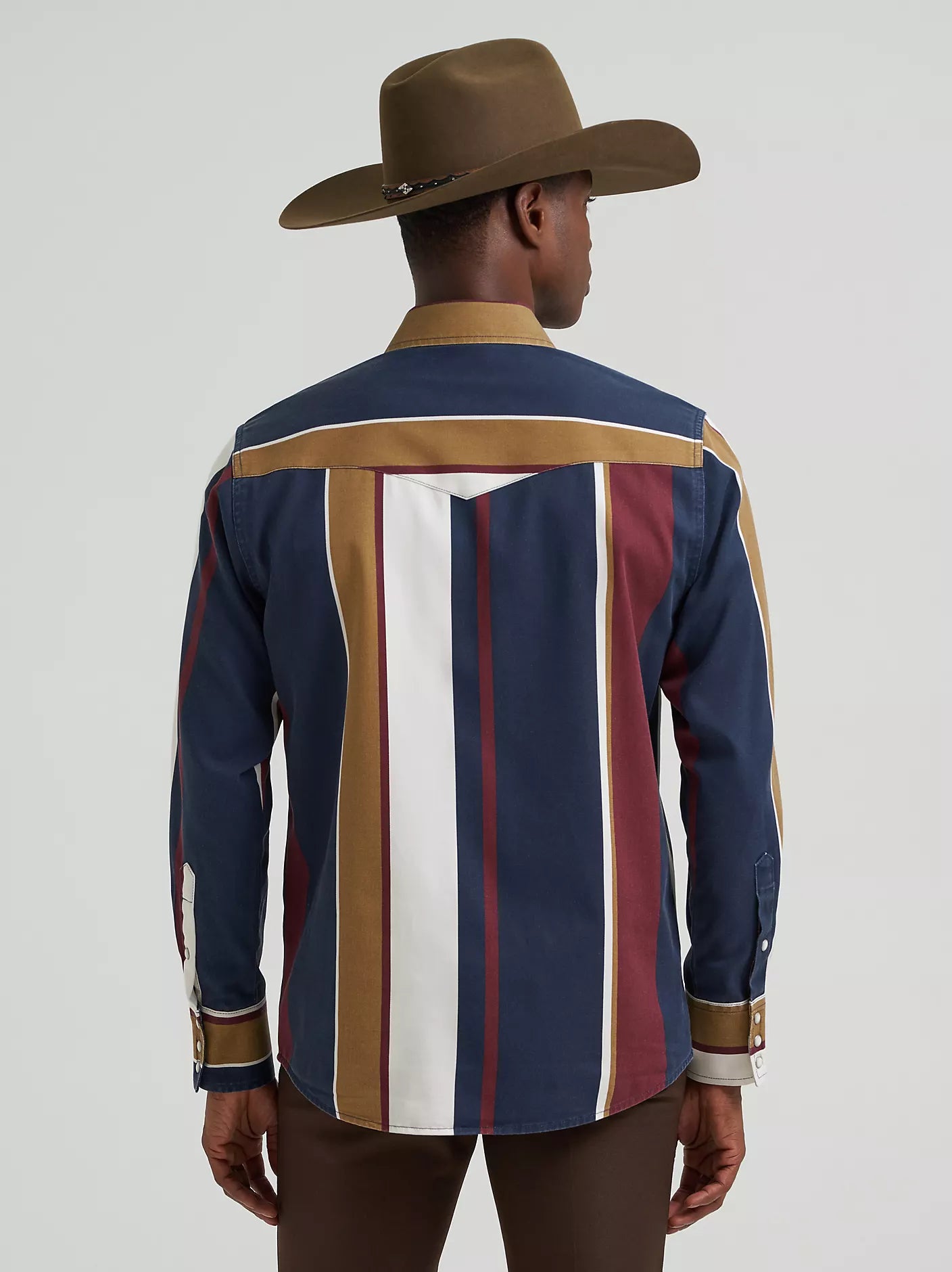 Wrangler Mens Vintage-Inspired Brushpopper Western Snap Workshirt - Navy Multi