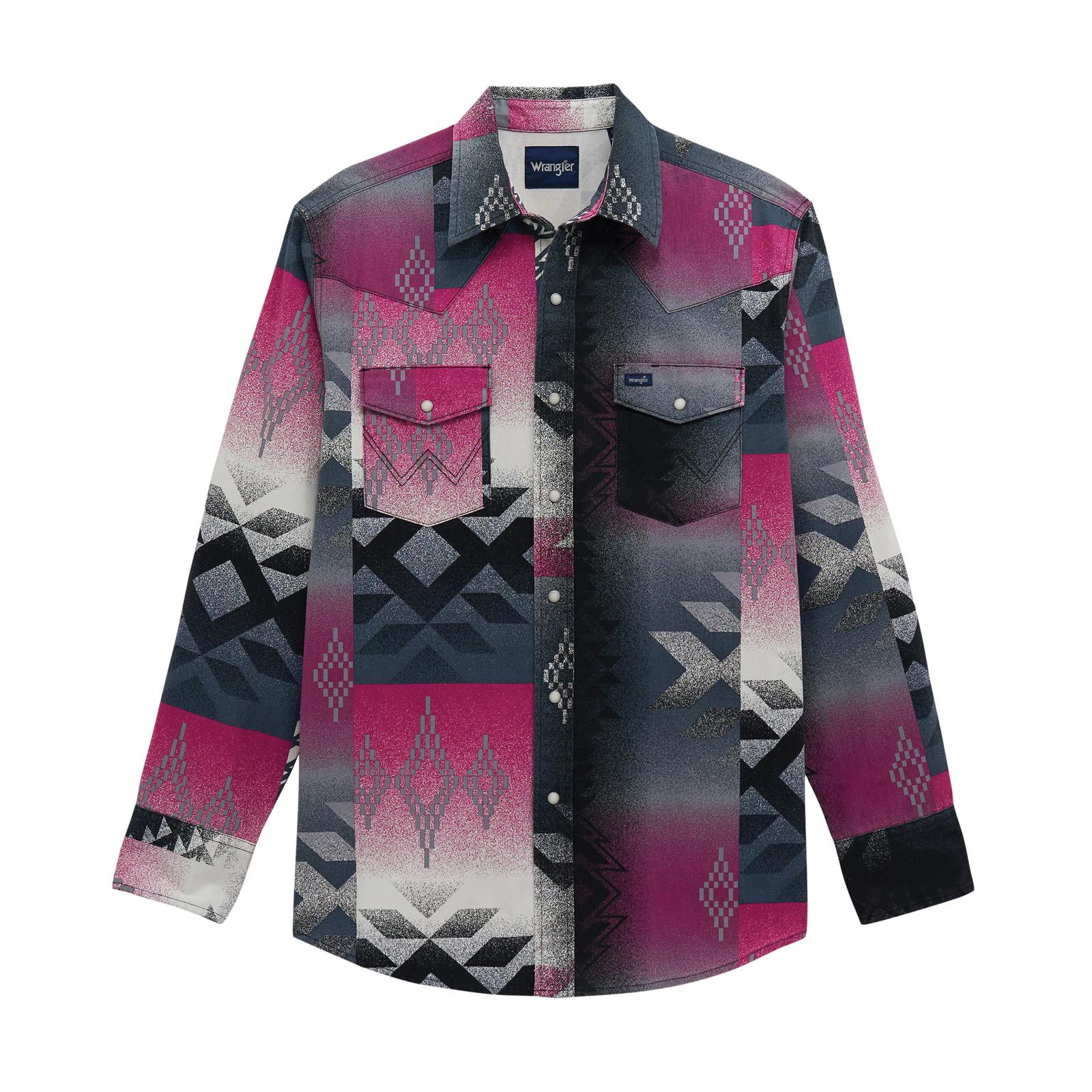 Wrangler Mens Vintage Inspired Long Sleeve Shirt - Classic Fit - Multi
