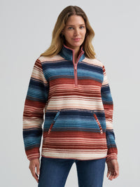 Wrangler Womens Retro Americana Sherpa Zip Pullover - Cream