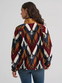 Wrangler Womens Hay Away Big Sky Sherpa Snap Jacket - Desert Chevron