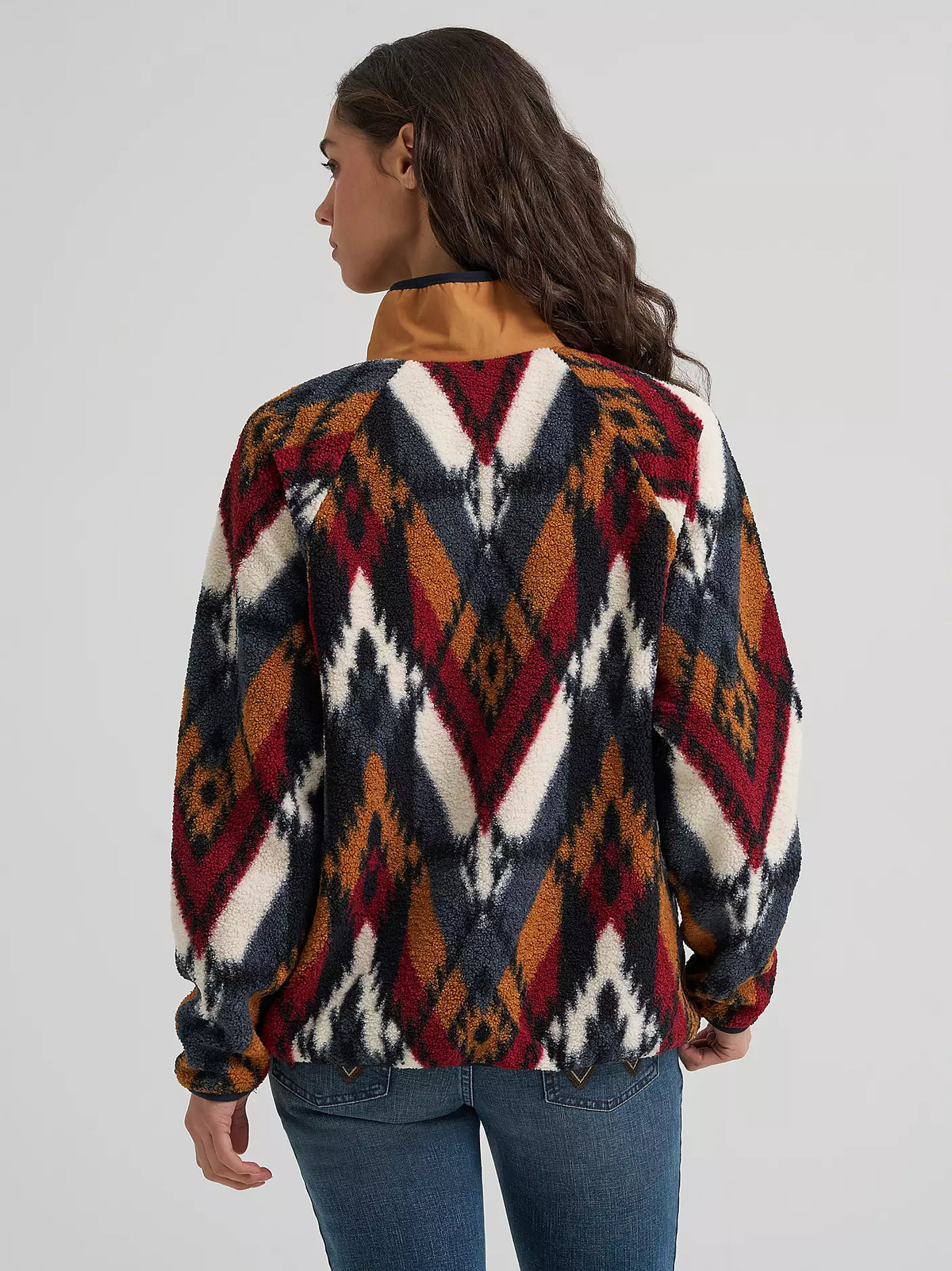 Wrangler Womens Hay Away Big Sky Sherpa Snap Jacket - Desert Chevron