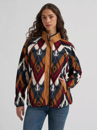 Wrangler Womens Hay Away Big Sky Sherpa Snap Jacket - Desert Chevron