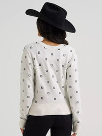 Wrangler Womens Western Fitted Cardigan Sweater - White