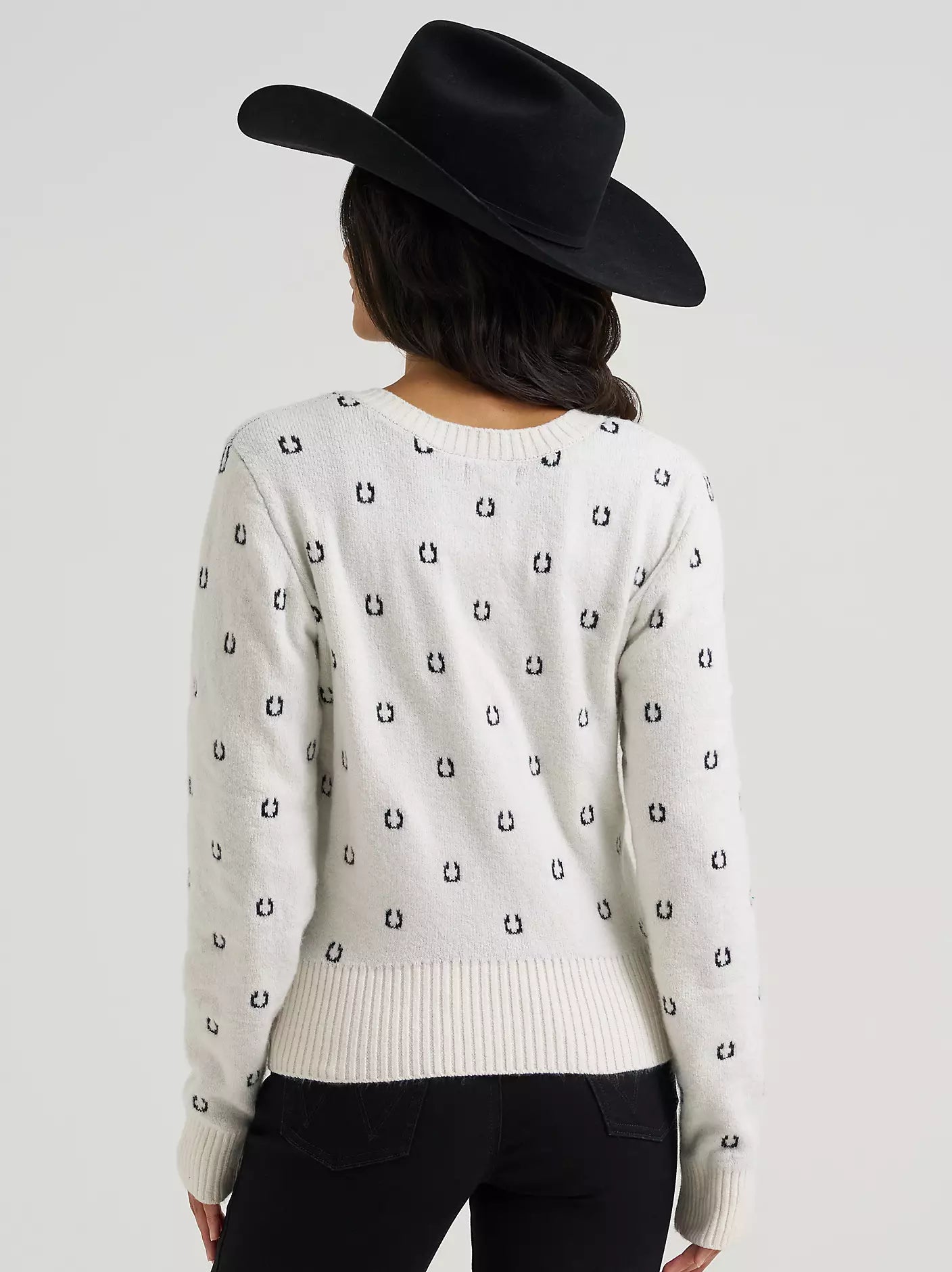 Wrangler Womens Western Fitted Cardigan Sweater - White