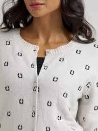 Wrangler Womens Western Fitted Cardigan Sweater - White