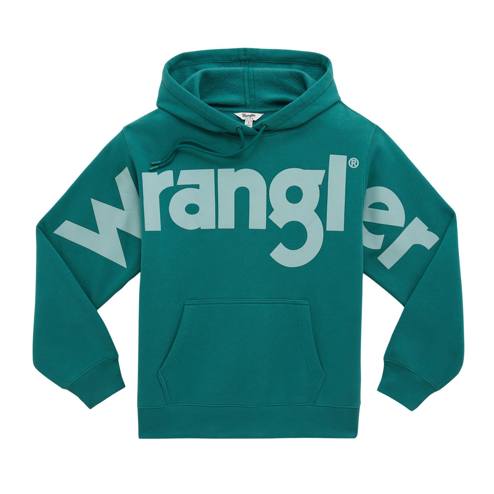 Wrangler Womens Retro Vintage Logo Hoodie - Turquoise