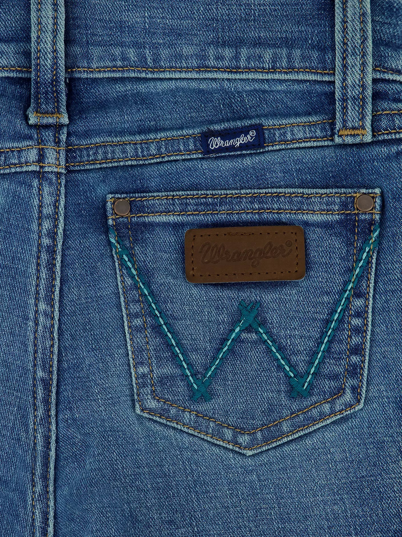Wrangler Girls Jeans with Teal "W" on Pocket with Patch