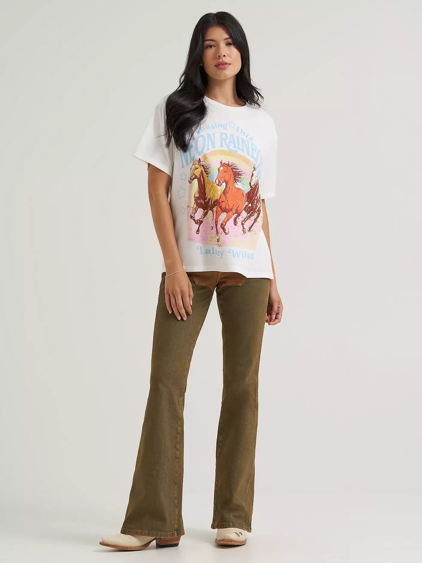 Wrangler X Lainey Wilson Neon Rainbow T-Shirt - White