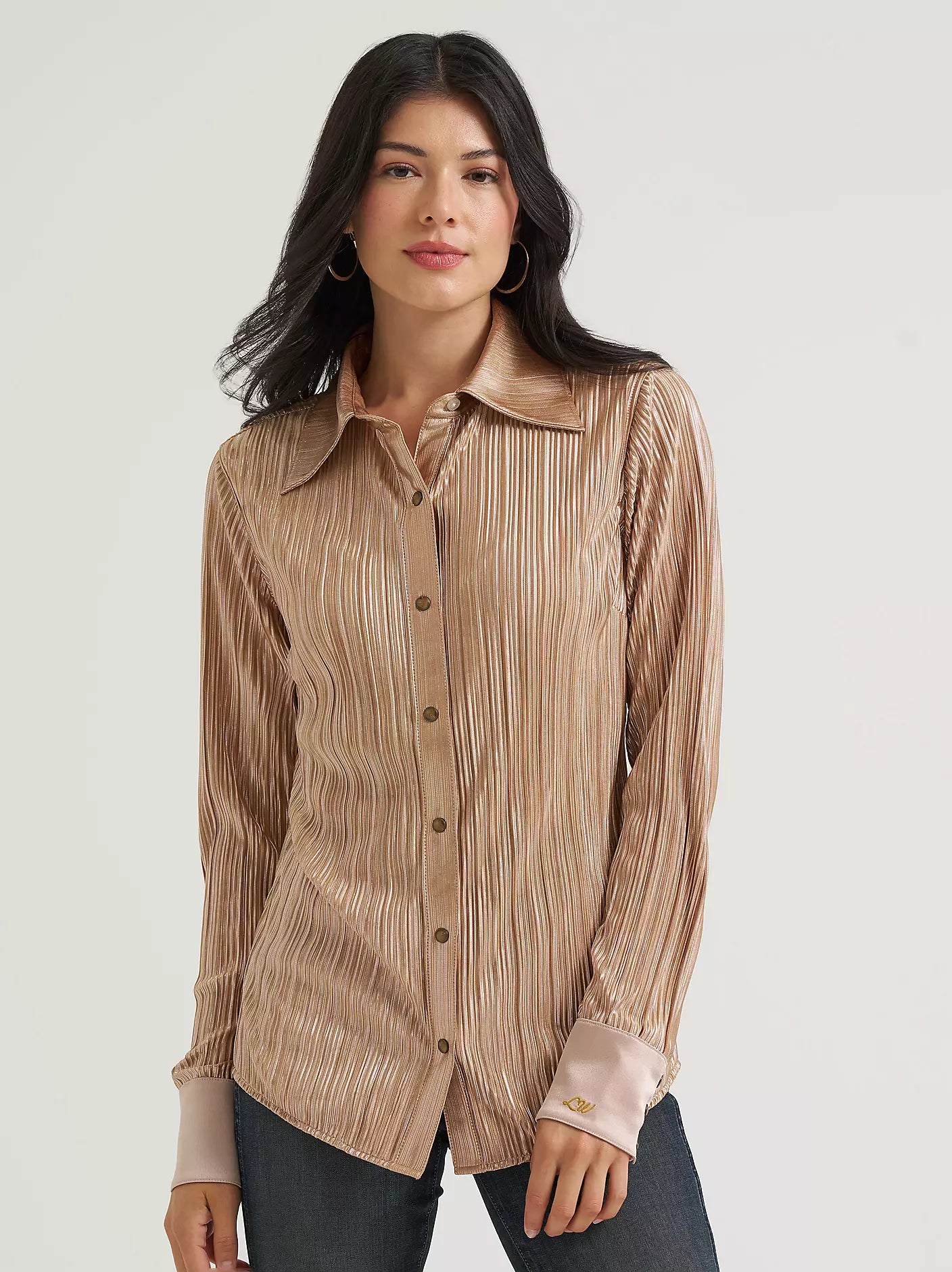 Wrangler Womens  X Lainey Wilson Snap Shirt - Rose Gold