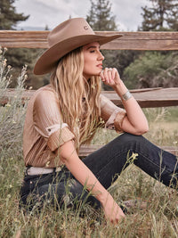 Wrangler Womens  X Lainey Wilson Snap Shirt - Rose Gold