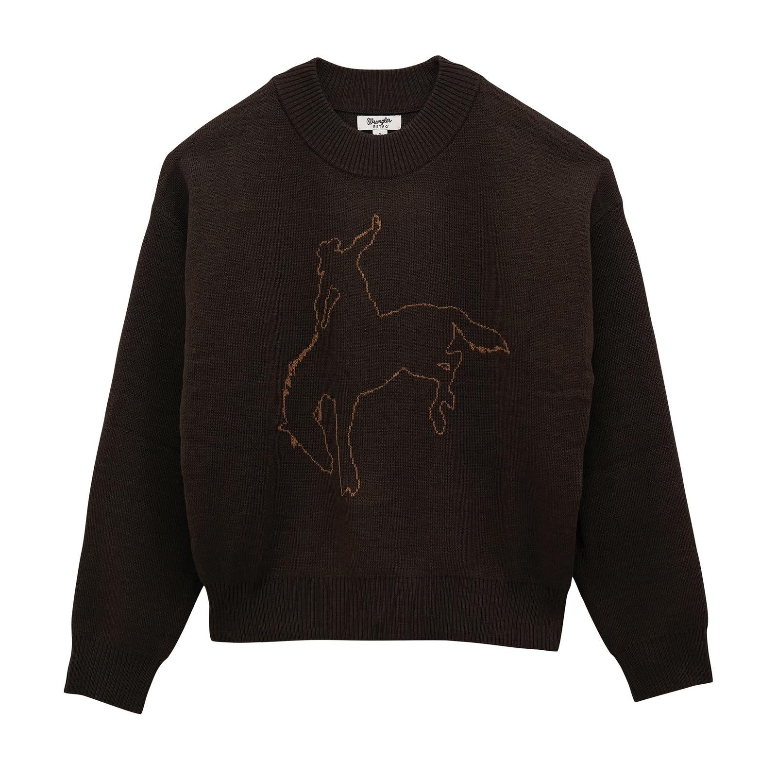 Wrangler Womens Retro Punchy Sweater Crew - Brown