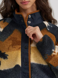 Wrangler Womens Hay Away Big Sky Sherpa Snap Jacket - Desert Tapestry