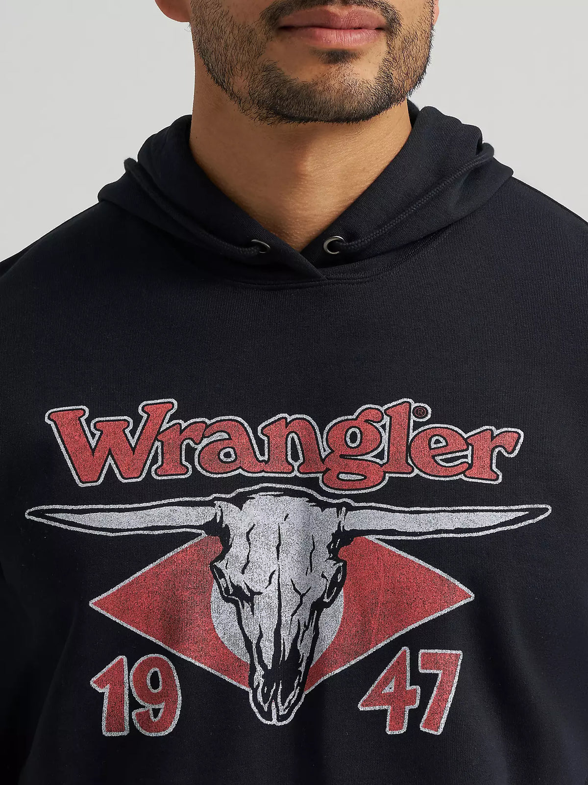 Wrangler Mens Longhorn 47 Graphic Pullover Hoodie- Black
