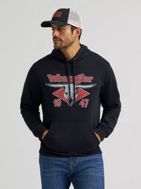 Wrangler Mens Longhorn 47 Graphic Pullover Hoodie- Black