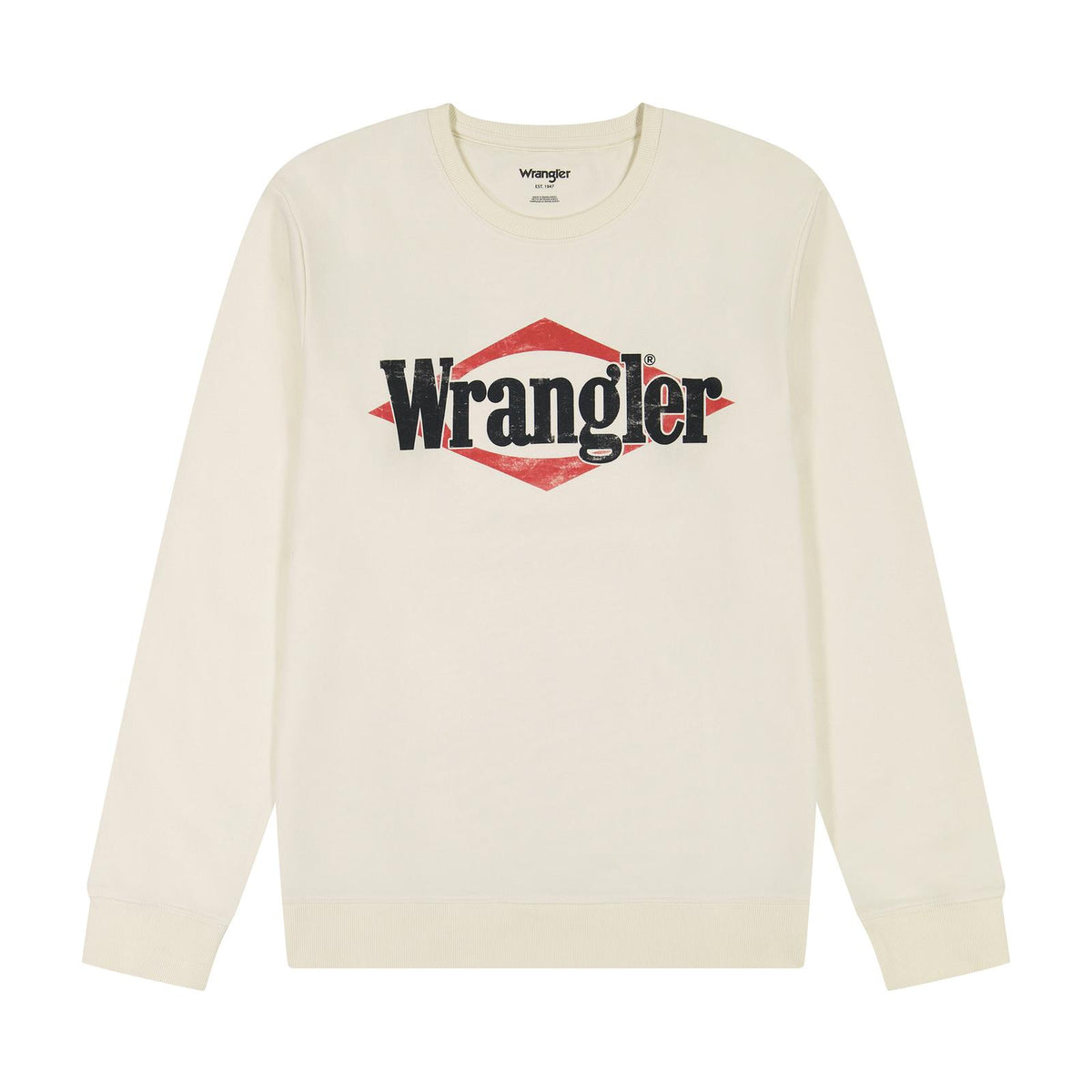 Wrangler Mens  Crew Fleece - Regular Fit - Antique White