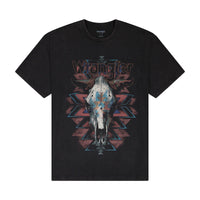 Wrangler Mens  Graphic Short Sleeve T-Shirt - Vintage Fit - Black Beauty